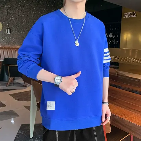 克莱因蓝长袖卫衣男秋季ins宽松t恤男生潮流内搭上衣秋衣打底衫商品大图