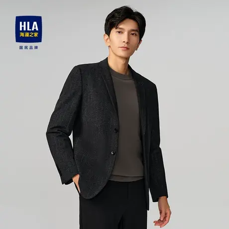 HLA/海澜之家绒感弹力休闲西服男2025秋冬新款时尚条纹西装外套男商品大图