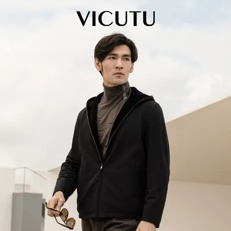 VICUTU威可多尼克服男时尚连帽防风保暖商务休闲百搭秋季棉服外套商品大图