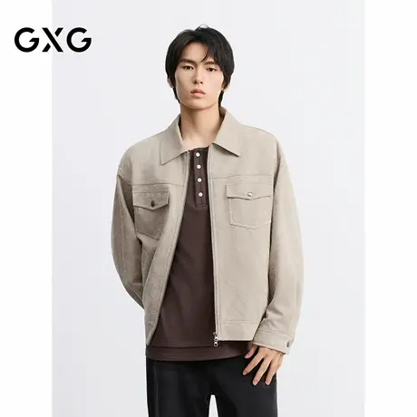 GXG男装 复古满印肌理廓形夹克时尚休闲外套  2025秋季新品商品大图