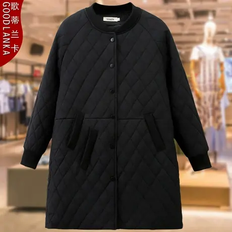 大码中老年女装冬季加厚保暖棉衣宽松显瘦中长款立领羽绒棉服外套商品大图