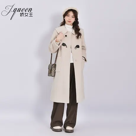 毛呢大衣女2023秋冬季新款学院风减龄娃娃领宽松中长款呢子外套商品大图