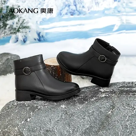 奥康女鞋 冬季新款时尚休闲时装靴休闲潮流日常百搭中筒女棉鞋商品大图