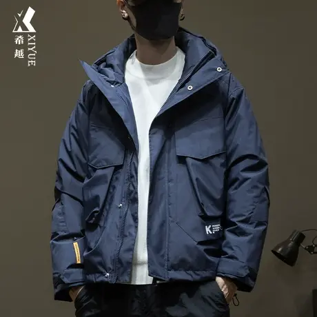 90白鸭绒工装连帽羽绒服男冬季外套宽松大码男士保暖夹克冲锋衣潮商品大图