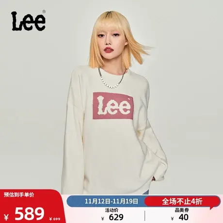 Lee商场同款23秋冬新品Oversize圆领logo毛衣女显瘦LWT0067174UX图片