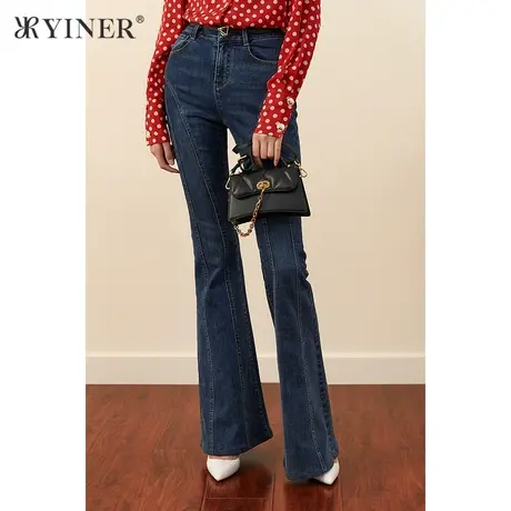 【1996系列】YINER音儿女装冬季新款微喇叭牛仔裤商品大图