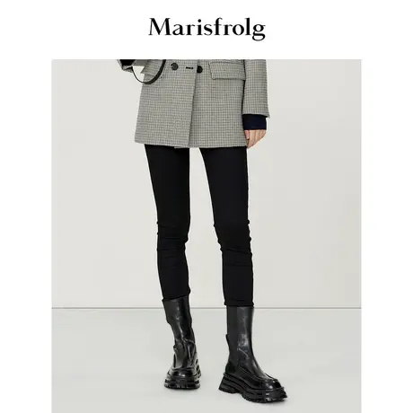 【弹力紧身裤】玛丝菲尔冬季新款黑色显瘦紧身铅笔裤图片