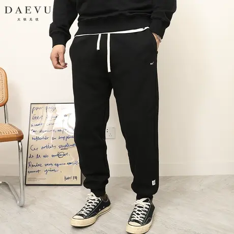 大依无忧春秋新款大号弹力潮胖束脚加肥加大码男士针织运动休闲裤商品大图