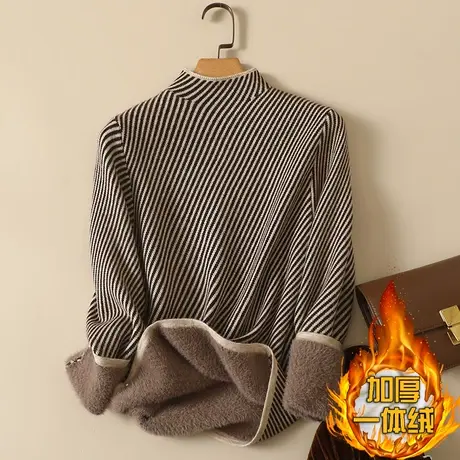 一体绒半高领毛衣女2023年秋冬新款加绒加厚洋气内搭针织打底衫女图片