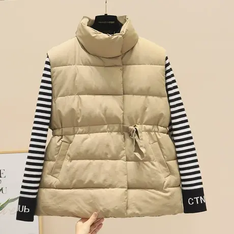 2023新款时尚气质短款收腰显瘦羽绒棉马甲女百搭立领休闲背心外套商品大图