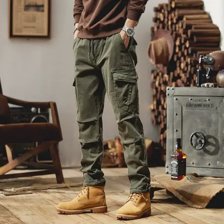 秋季裤子男款户外直筒大码工装裤男士百搭复古多口袋百搭休闲裤商品大图