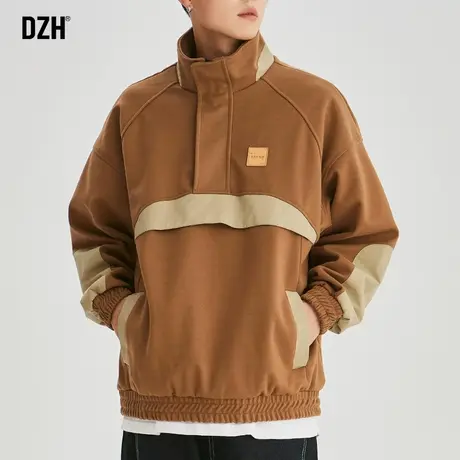 男士半拉链外套男秋季潮高级感休闲立领夹克男装2023新款宽松上衣商品大图