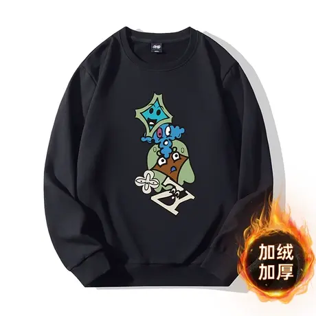 伟臣2022秋冬新品大码男士圆领卫衣胖子加肥加大肥佬百搭套头上衣商品大图