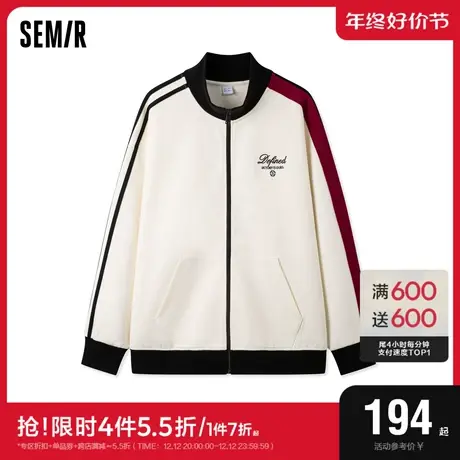森马夹克男2024春季新款棒球领美式复古学院风外套时尚撞色宽松潮图片