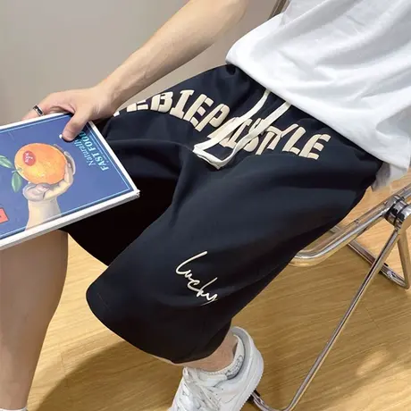 2023夏季薄款立体发泡印花休闲短裤男潮流宽松居家外穿直筒五分裤商品大图