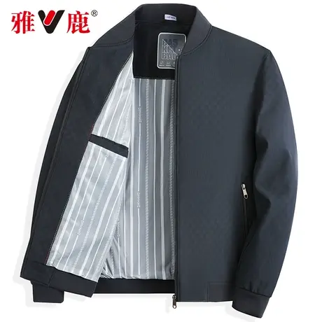 雅鹿男士棒球领夹克2024春季新款商务休闲干部装中老年爸爸装外套商品大图