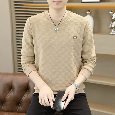 男士提花卫衣加肥加大码长袖T恤衫个性打底小衫男装秋装烫钻秋衣图片
