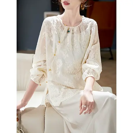 宝诗黎【新品价218元】蝙蝠袖刺绣长袖雪纺衫AMI6001商品大图