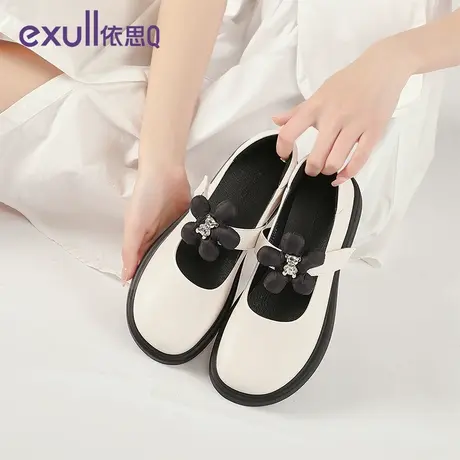 依思q2023秋季新款玛丽珍鞋女浅口单鞋一脚蹬法式乐福鞋小皮鞋商品大图