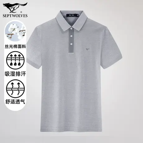七匹狼狼族生活2023年夏季新款短袖POLO衫百搭休闲纯棉丝光棉T恤图片