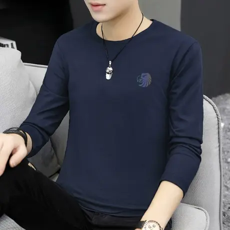 纯棉长袖t恤男装2023新款秋季潮流宽松全棉内搭打底衫印花秋衣男商品大图