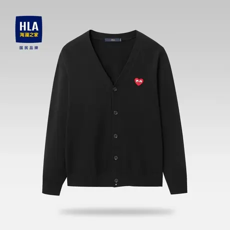 HLA/海澜之家爱心敕绣标针织外套男V领柔软服帖温暖开衫毛衣男图片