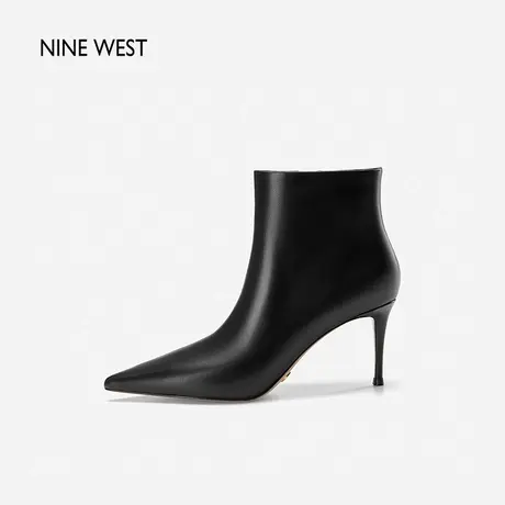 Nine West/玖熙时装靴女2023年秋冬新款细高跟鞋短靴牛皮尖头皮鞋商品大图
