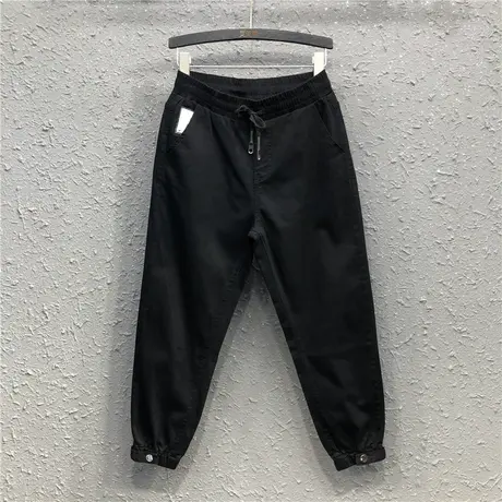 艾天丽春夏新款黑色哈伦裤女欧货宽松个性显瘦牛仔九分裤老爹裤潮图片