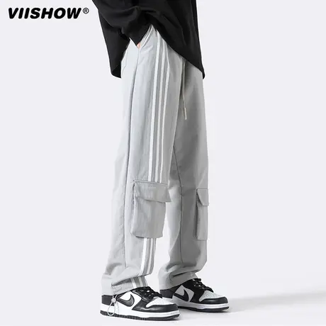 VIISHOW多口袋工装裤男春秋潮牌宽松直筒休闲长裤美式高街拖地裤商品大图
