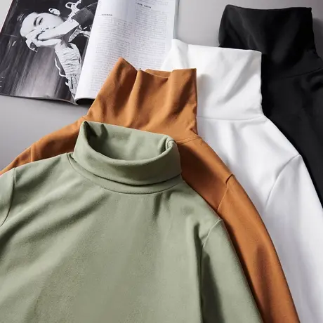 秋冬高领长袖T恤双面德绒保暖卫衣潮时尚纯色内搭半打底衫中领男图片