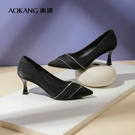 【门店发货】奥康女鞋 2022秋季新款单鞋细高跟鞋气质百搭商务商品大图