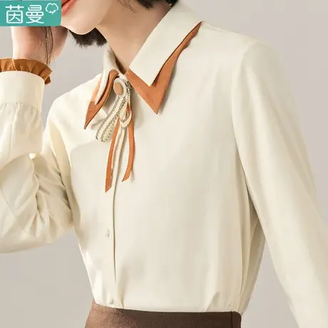 茵曼官方旗舰店2023年秋装新款气质衬衫女装衬衣长袖上衣叠穿打底商品大图