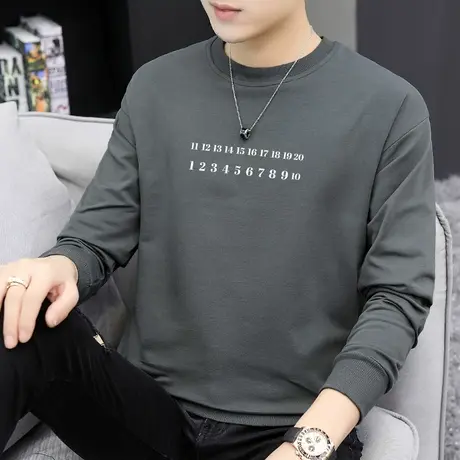 秋季男士卫衣圆领加绒加厚长袖潮流百搭套头无帽衫男生秋装上衣服图片