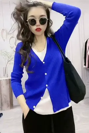 假两件针织衫女春装2023年新款绿色套头毛衣女洋气时尚百搭上衣潮商品大图