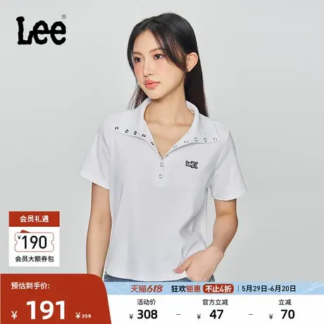Lee25春夏新品修身版翻领闪光徽标Logo女短袖polo衫LWT009859207商品大图