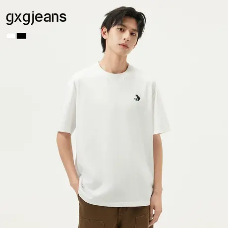 gxg.jeans男装 多色趣味绣花基础休闲宽松圆领短袖T恤 25年夏新品图片