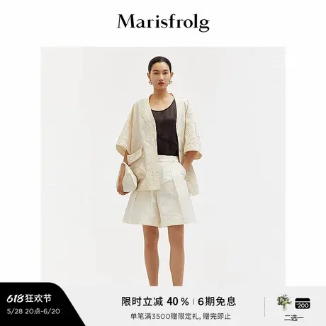 【精简美学】玛丝菲尔夏时尚气质V领前短后长奶油白外套女图片