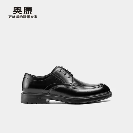 奥康 男鞋2025秋季真皮压花德比鞋舒适上班通勤系带皮鞋商品大图
