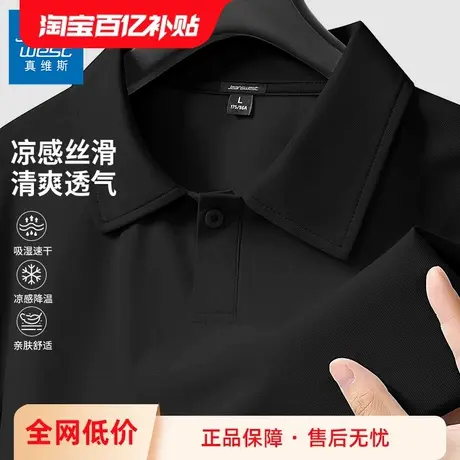 GV真维斯男士冰丝POLO衫夏季黑色爸爸翻领T恤男款速干带领短袖男A图片