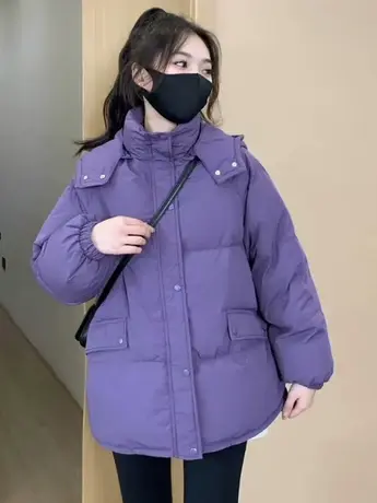 2023冬季新款羽绒棉服女宽松休闲加厚保暖连帽时尚大码面包服外套商品大图