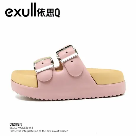 exull/依思Q女士凉拖鞋新款外穿简约韩版凉鞋百搭厚底防滑拖鞋女图片