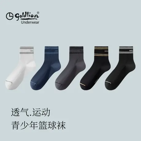 【顺】金利来青少年男袜2025夏季透气7A抗菌袜潮流休闲运动中筒袜商品大图