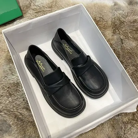 2023年春秋季新款平底深口制服鞋乐福鞋英伦风白色jk小皮鞋女单鞋商品大图