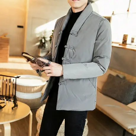 秋冬棉衣古风盘扣现代唐装中国风加厚保暖棉服外套男禅修居士棉袄图片