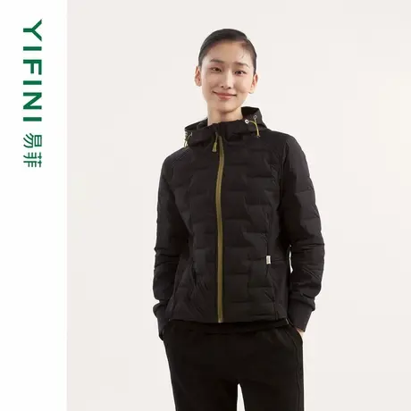 [专柜同款]Yifini/易菲白鸭绒修身合体短款拼接羽绒服女冬新商品大图