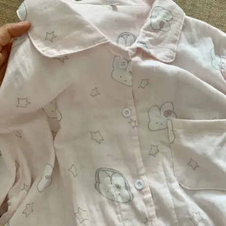 新品！！米菲兔a类全棉双层纱家居服圆领长袖长裤甜美睡衣可外出商品大图