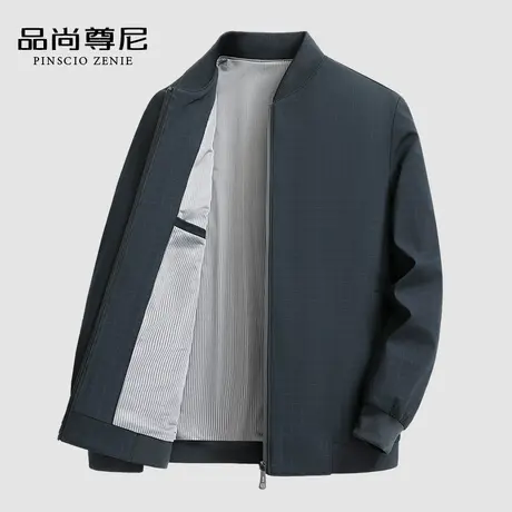 【轻奢简约】男士高端外套春秋季棋盘格棒球服夹克中老年爸爸春装商品大图