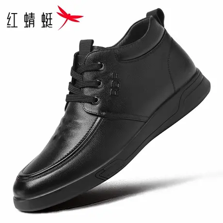 红蜻蜓男鞋冬季鞋子男士休闲高帮皮鞋男棉鞋男款加厚加绒牛皮保暖商品大图