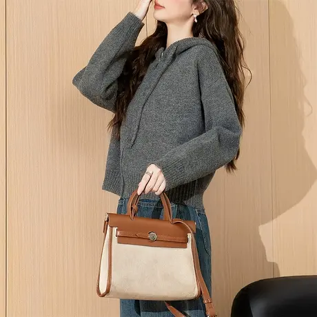 唐狮秋冬季简约风连帽拉链开衫女针织外套春高级感休闲毛衣女士TE图片