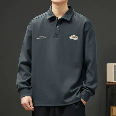 秋冬季男生潮牌重磅灰色翻领卫衣2023年新款半开衫长袖上衣服男装商品大图